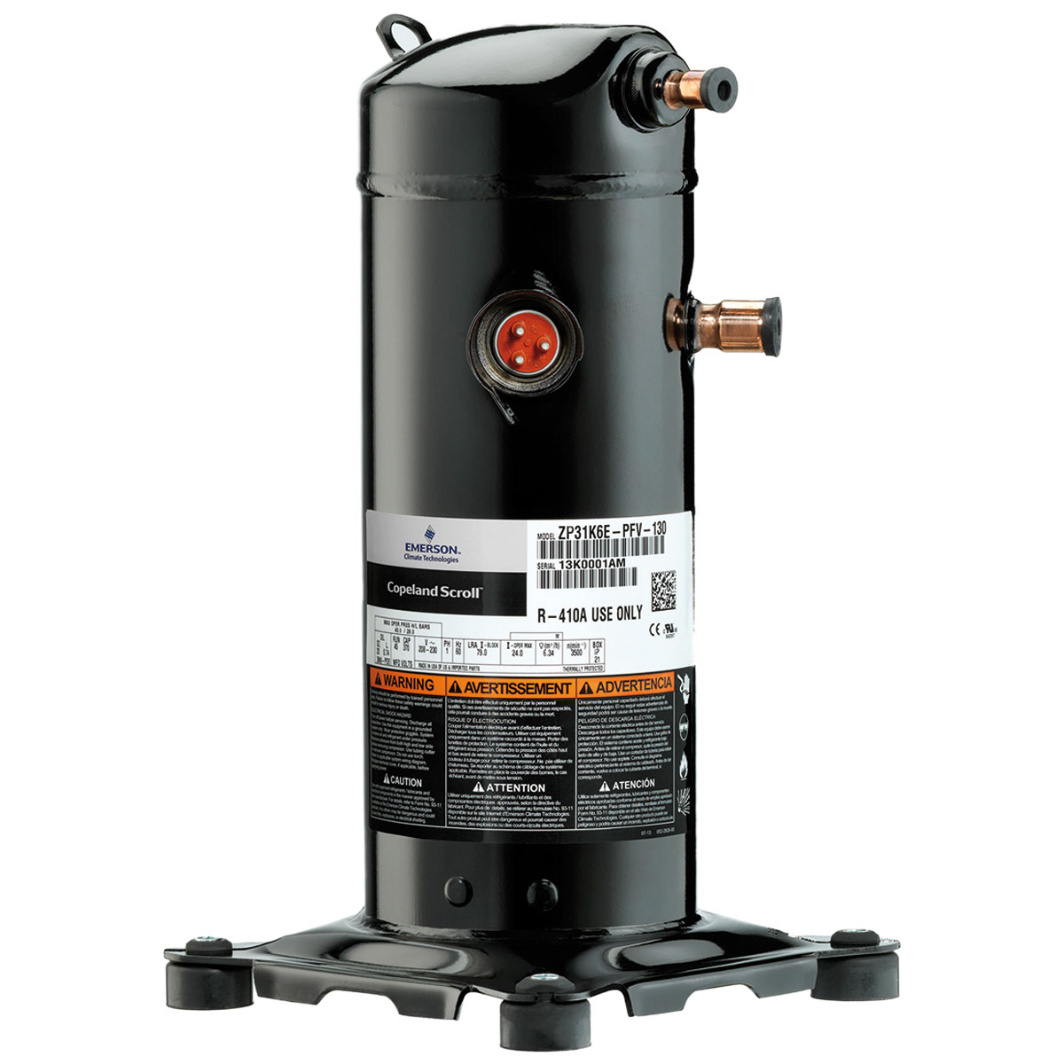 COMPRESOR COPELAND SCROLL 4.3 HP R410 220V/3PH/60HZ